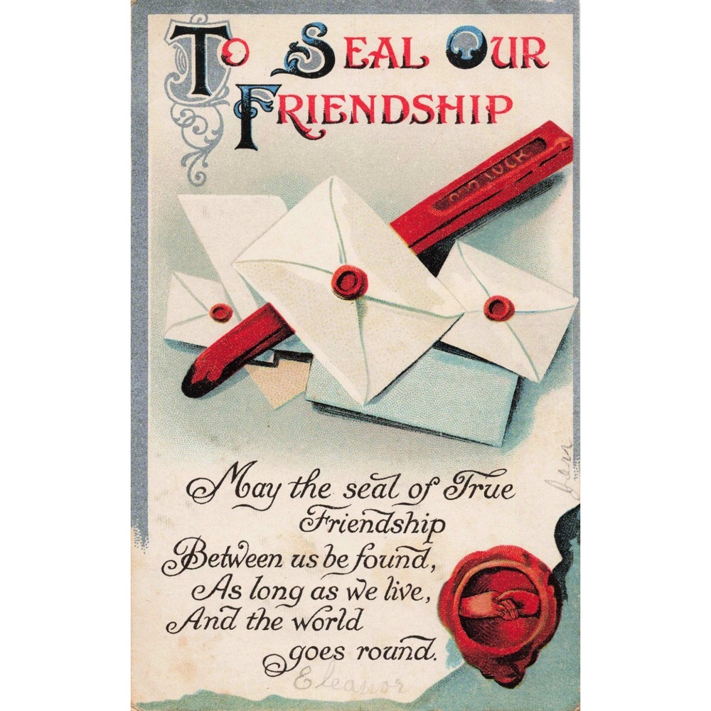 Vintage To Seal Our Friendship Postcard B.P.C. 215 Letters Wax Seal Sentiment - Picture 1 of 2